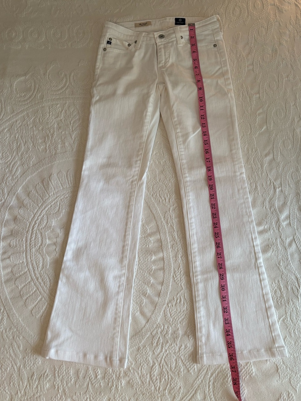 AG Angel Low Rise White Flare Jeans